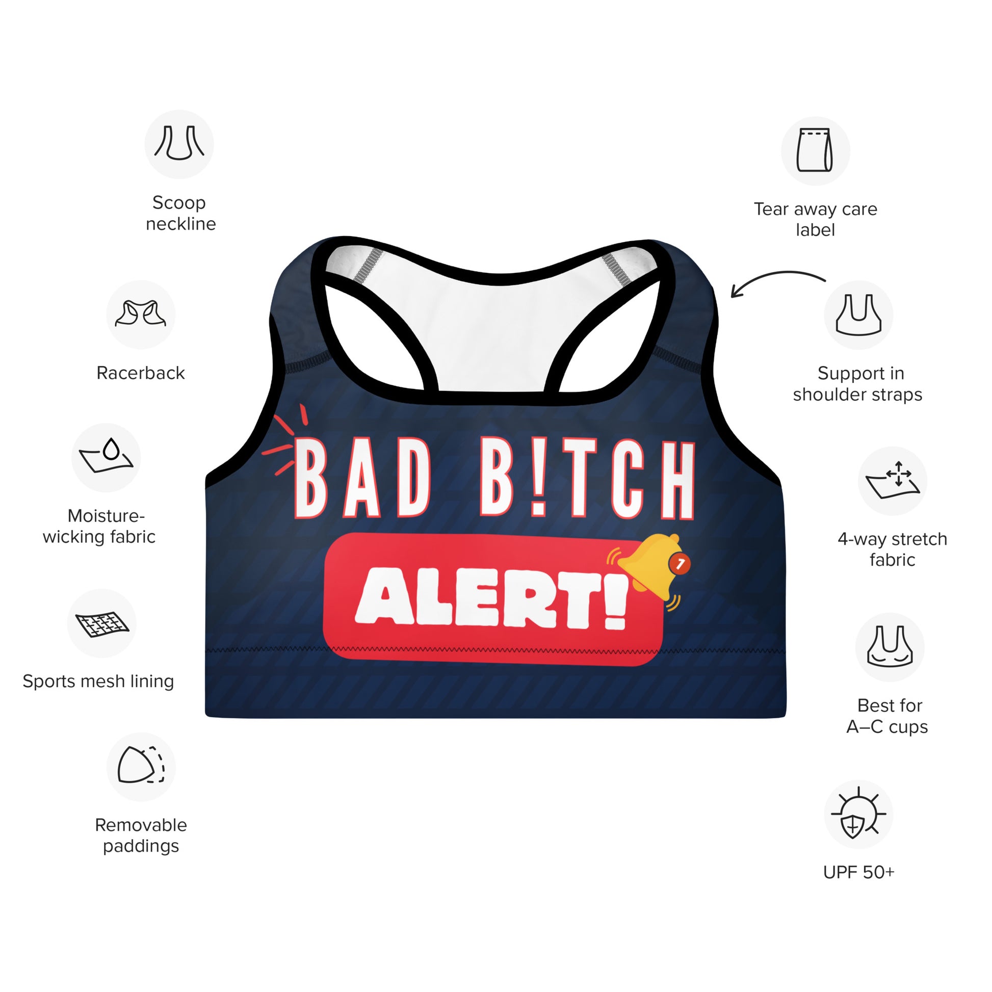 Bad B**ch Alert Padded Sports Bra - Another Bodega